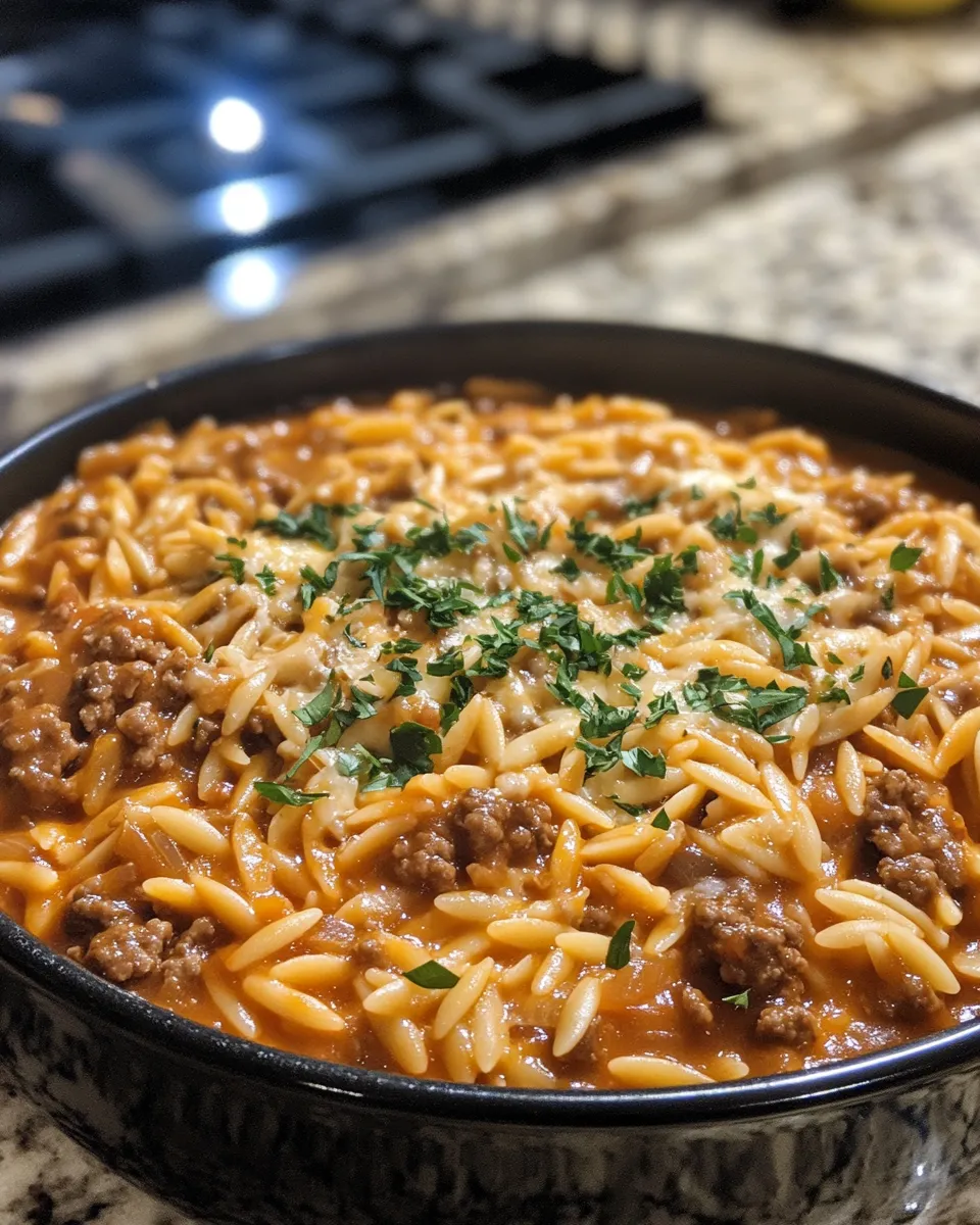 One-Pot Cheesy Beef Orzo Recipe