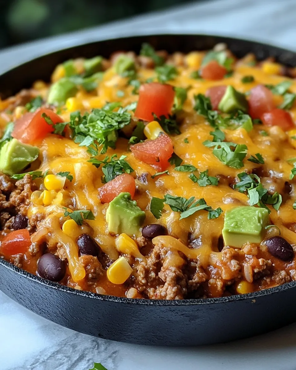 Loaded Cheesy Beef Burrito Skillet Recipe
