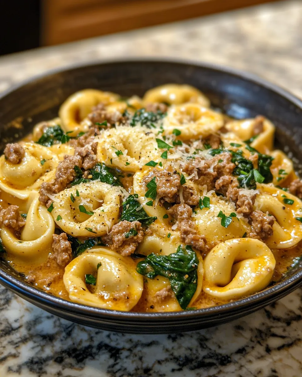 Creamy Beef & Spinach Tortellini Recipe
