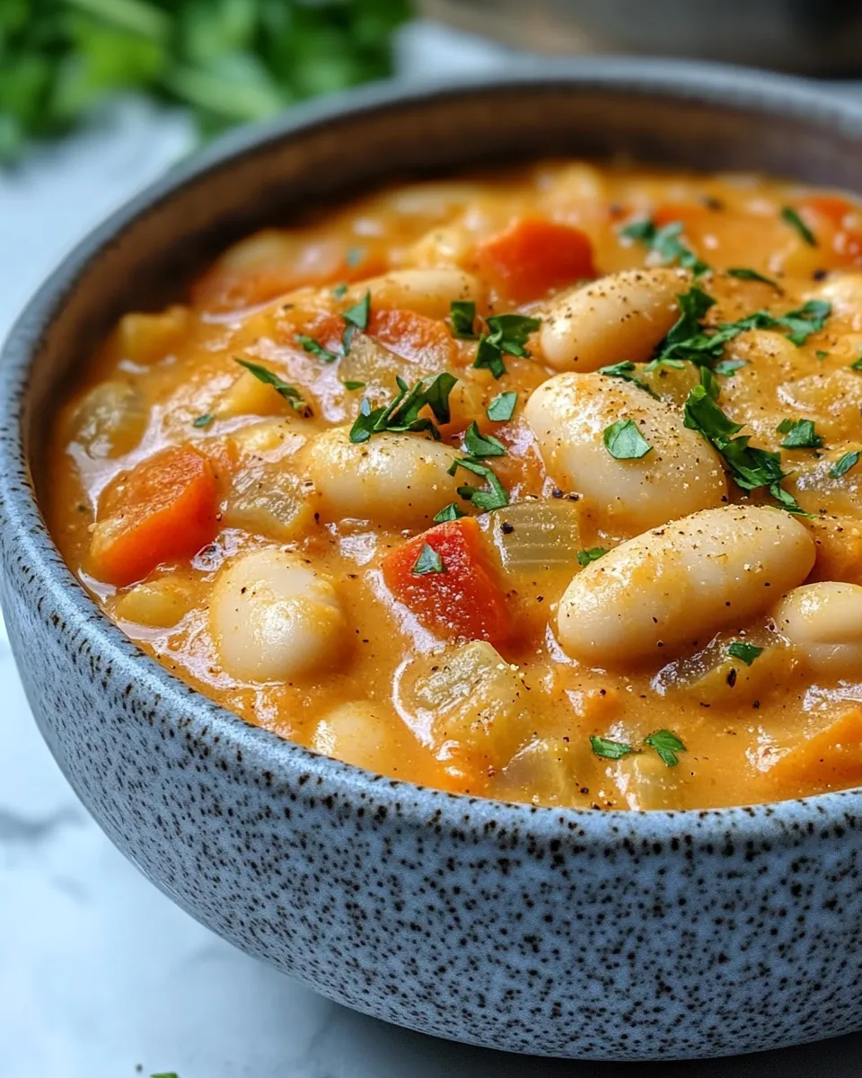 Delicious Creamy Vegan Tomato White Bean Stew