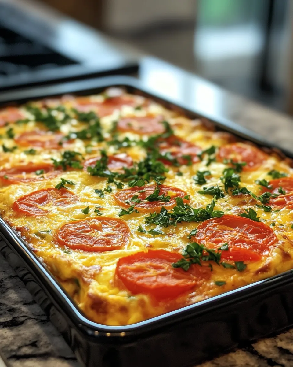 Indulgent Tomato & Cheddar Egg Casserole