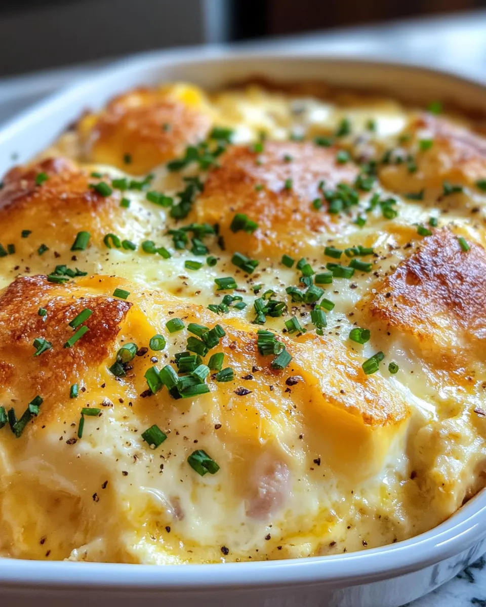 Cheesy Eggs Benedict Casserole for Brunch or Breakfast