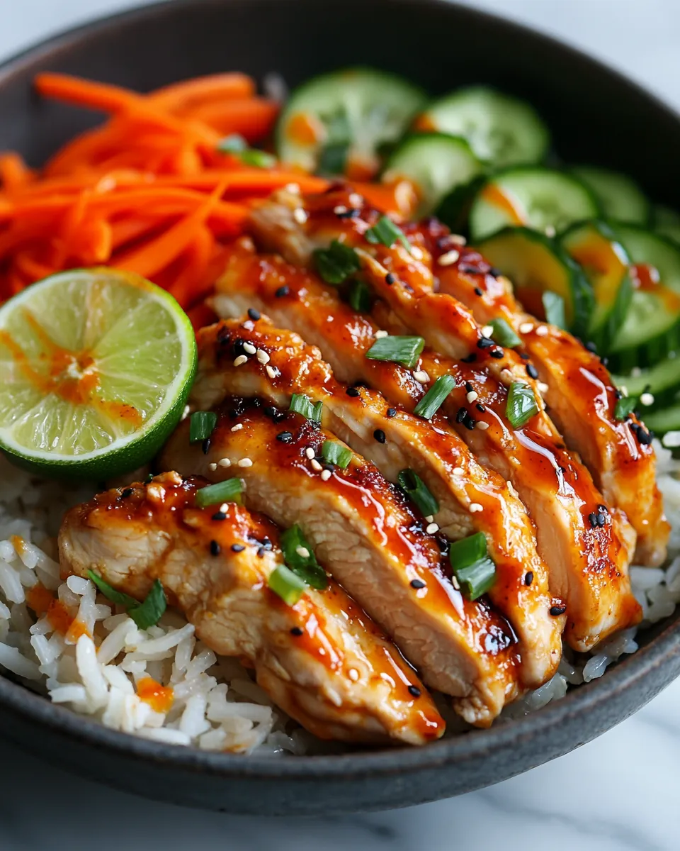 Quick Sweet Chili Chicken Bowl with Coconut Lime Drizzle