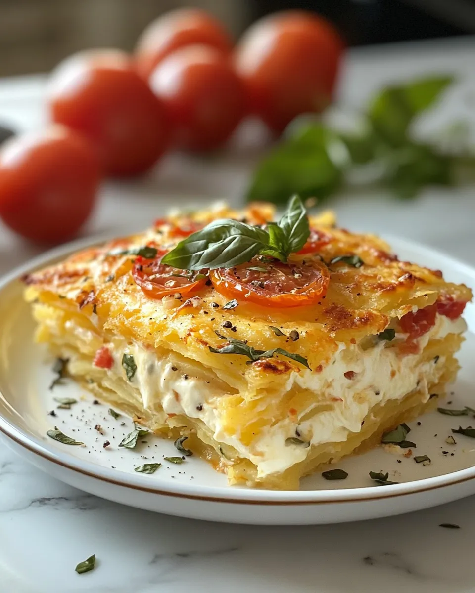 Cheesy & Flavorful Tomato & Basil Hashbrown Casserole