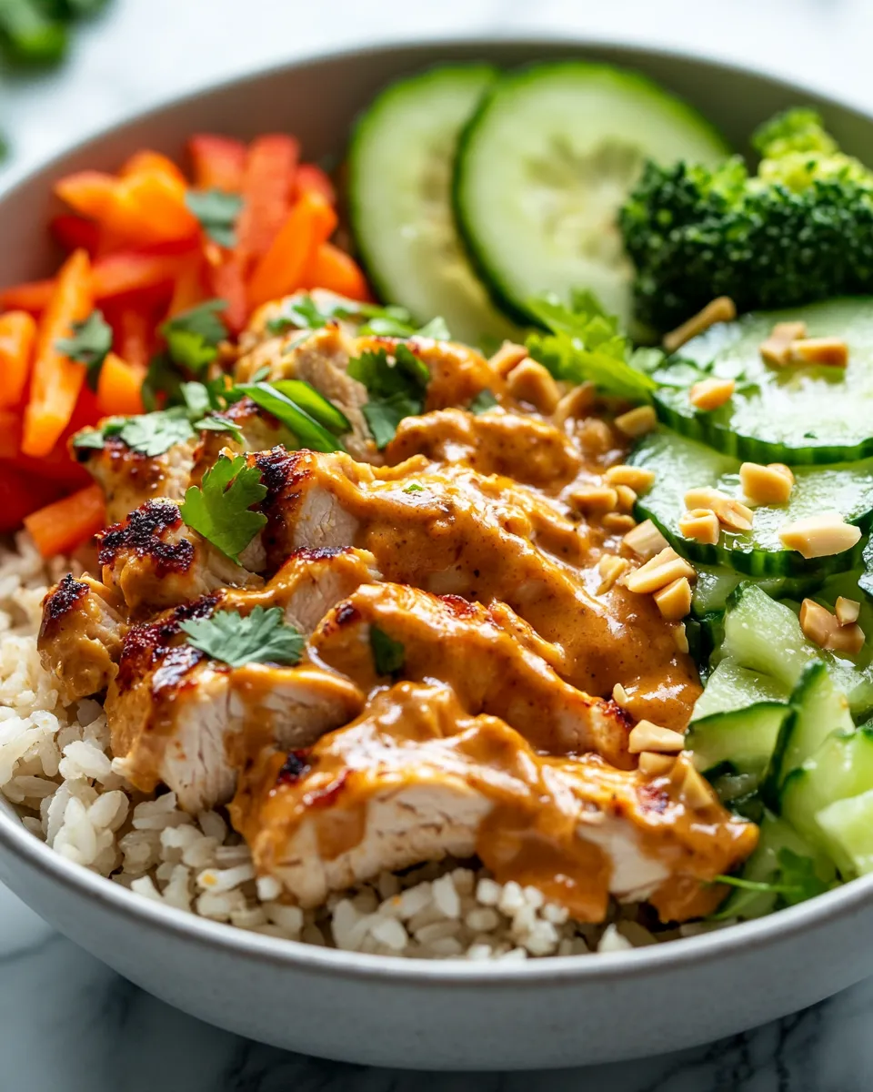 Quick Thai Peanut Chicken Buddha Bowl Recipe