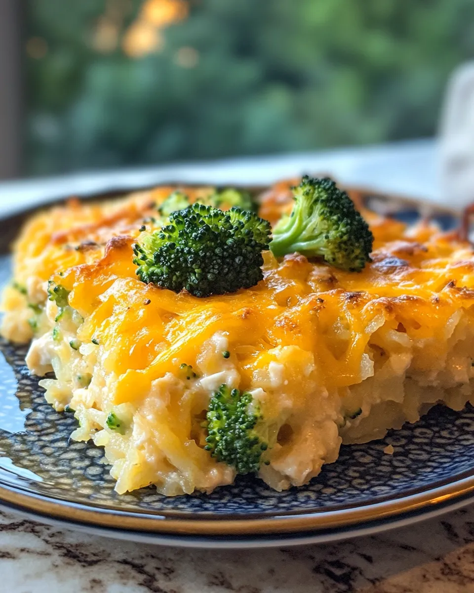 Creamy & Comforting Broccoli & Cheddar Hashbrown Bake