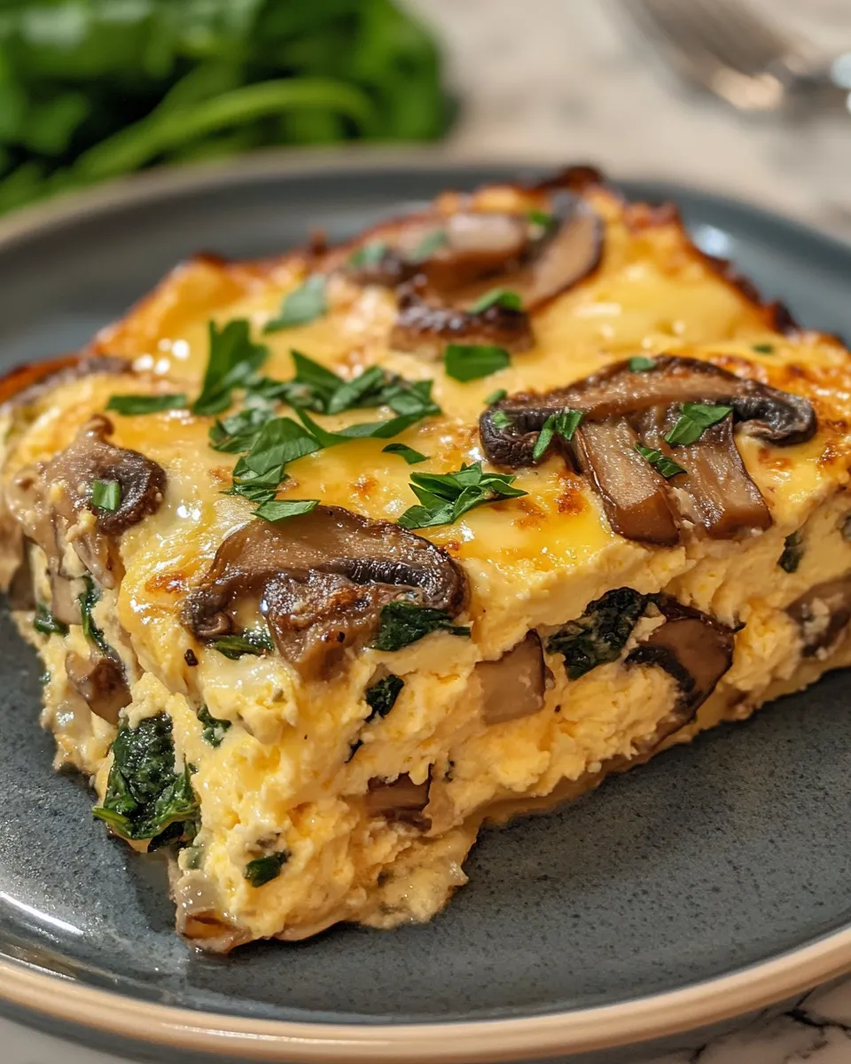 Cheesy Mushroom & Mozzarella Egg Casserole for Breakfast or Brunch