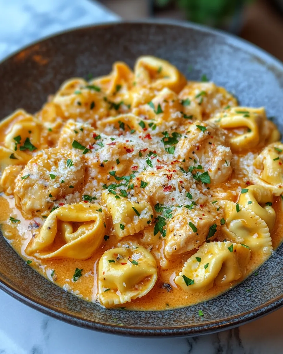 Easy One Pot Spicy Garlic Butter Chicken Tortellini