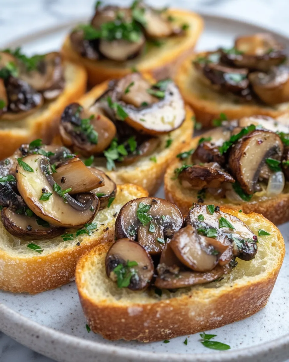 Crispy & Savory Garlic Herb Mushroom Crostini
