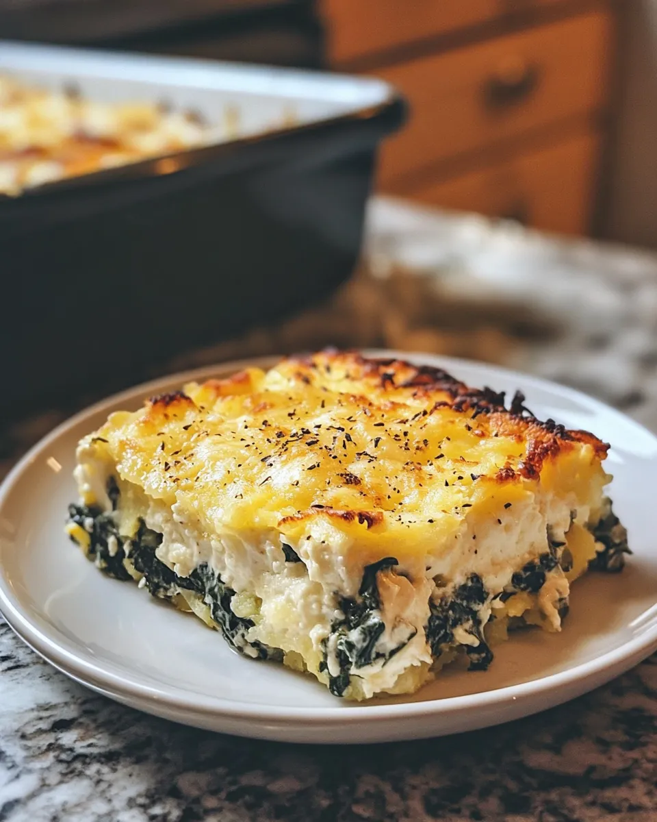 Creamy & Savory Spinach & Feta Hashbrown Casserole