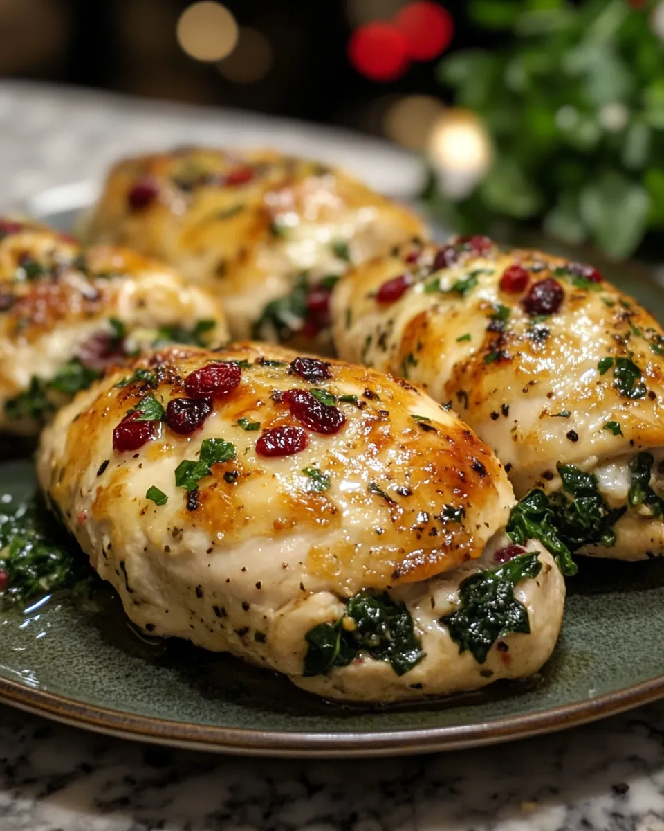 Juicy Spinach Cranberry Stuffed Chicken Breasts