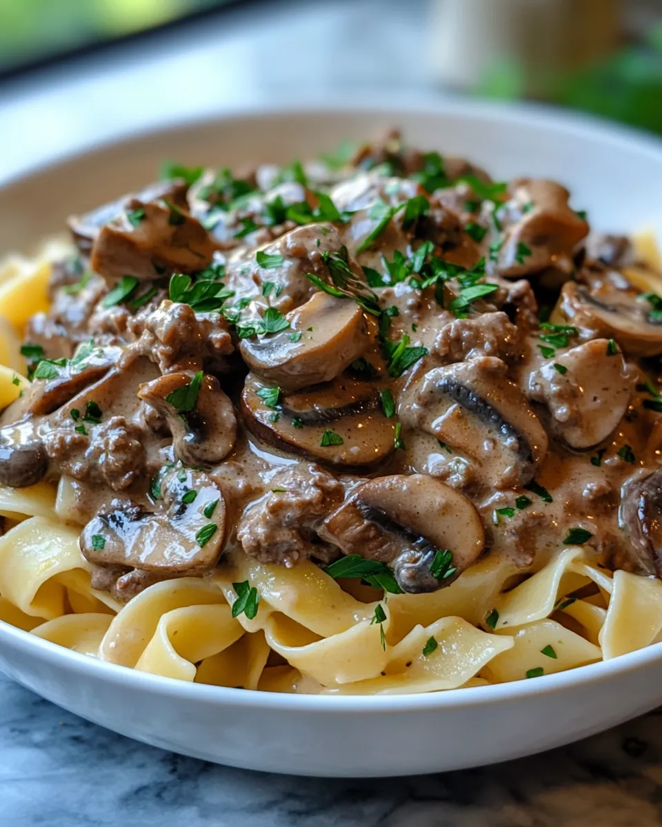 Easy Creamy Ground Beef Stroganoff in 30 Minutes