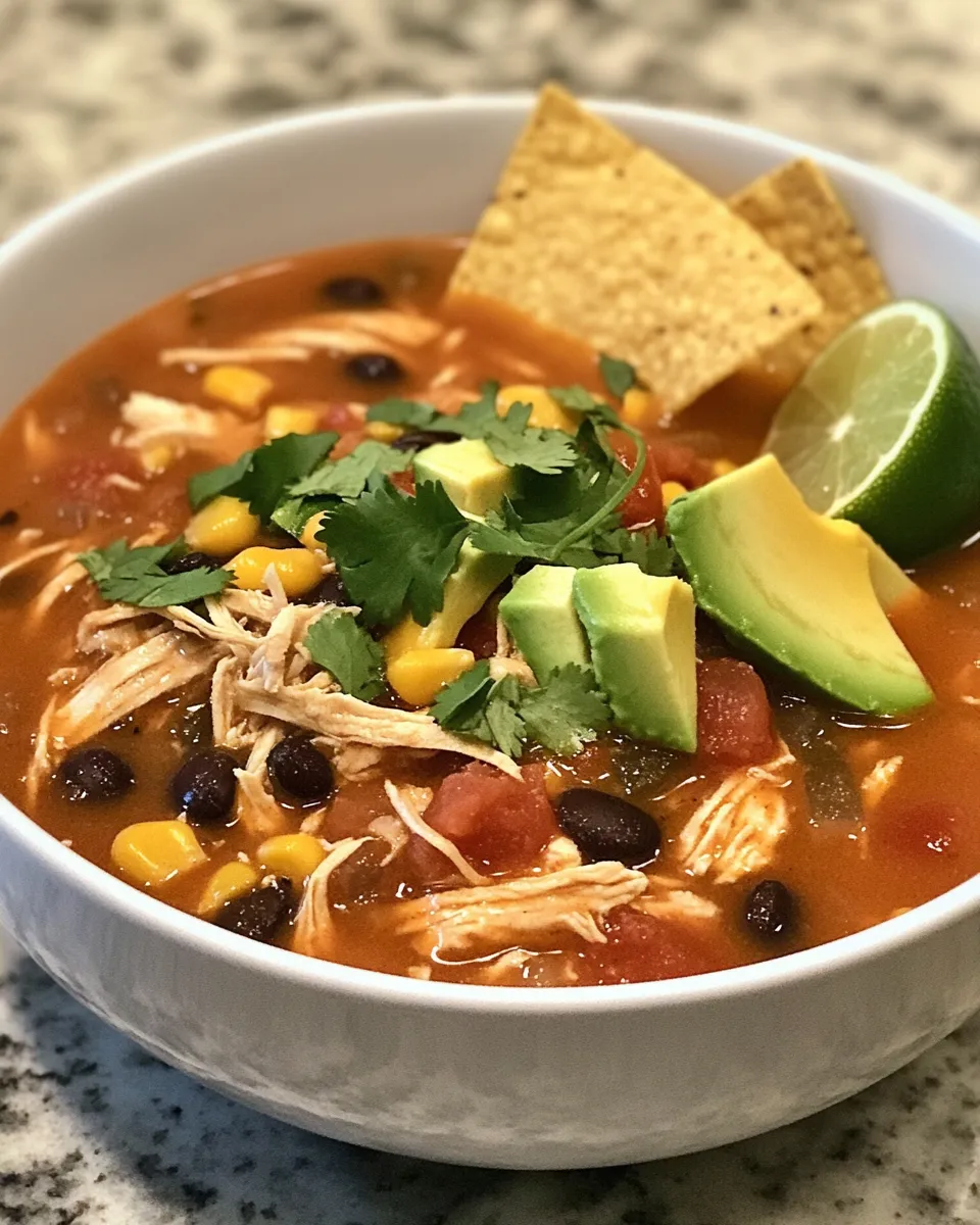Crockpot Chicken Tortilla Soup Loaded with Flavor