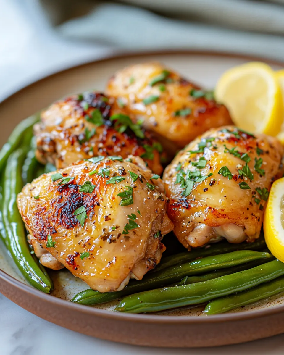 Delicious Lemon Garlic Butter Chicken Thighs and Green Beans