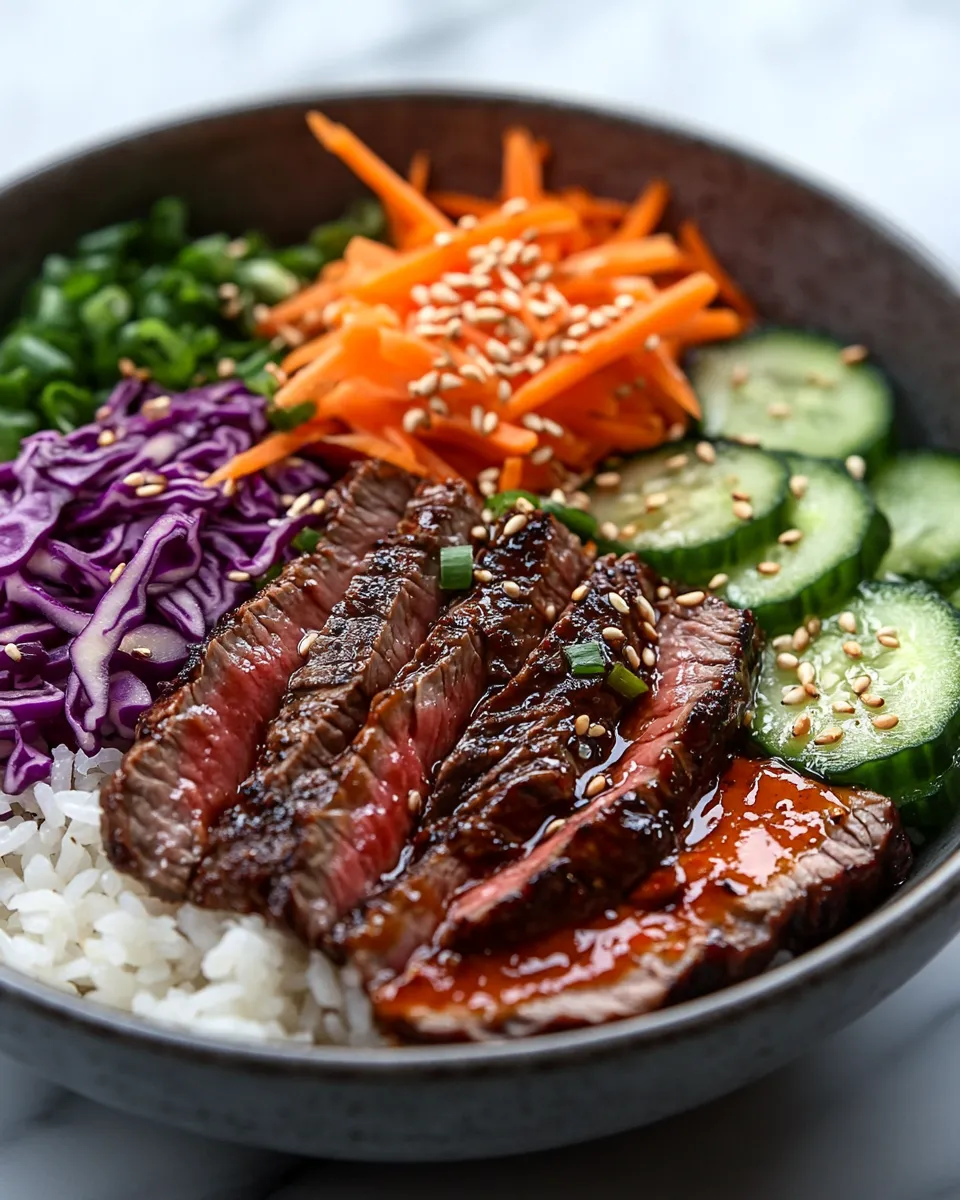 Korean BBQ Steak Rice Bowls with Spicy Cream (So Addictive!)