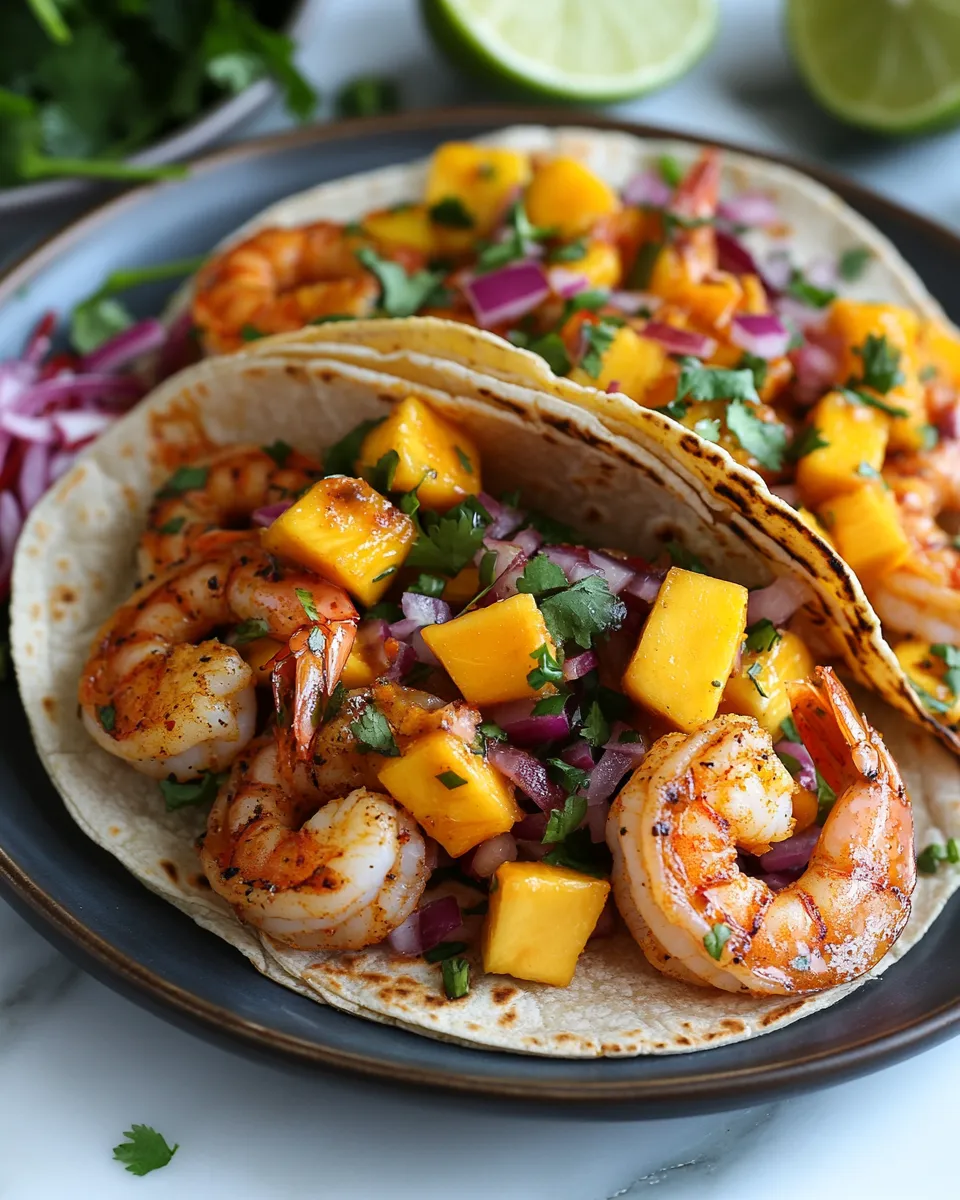 Smoky Spicy Shrimp Tacos with Mango Salsa (Street Style)