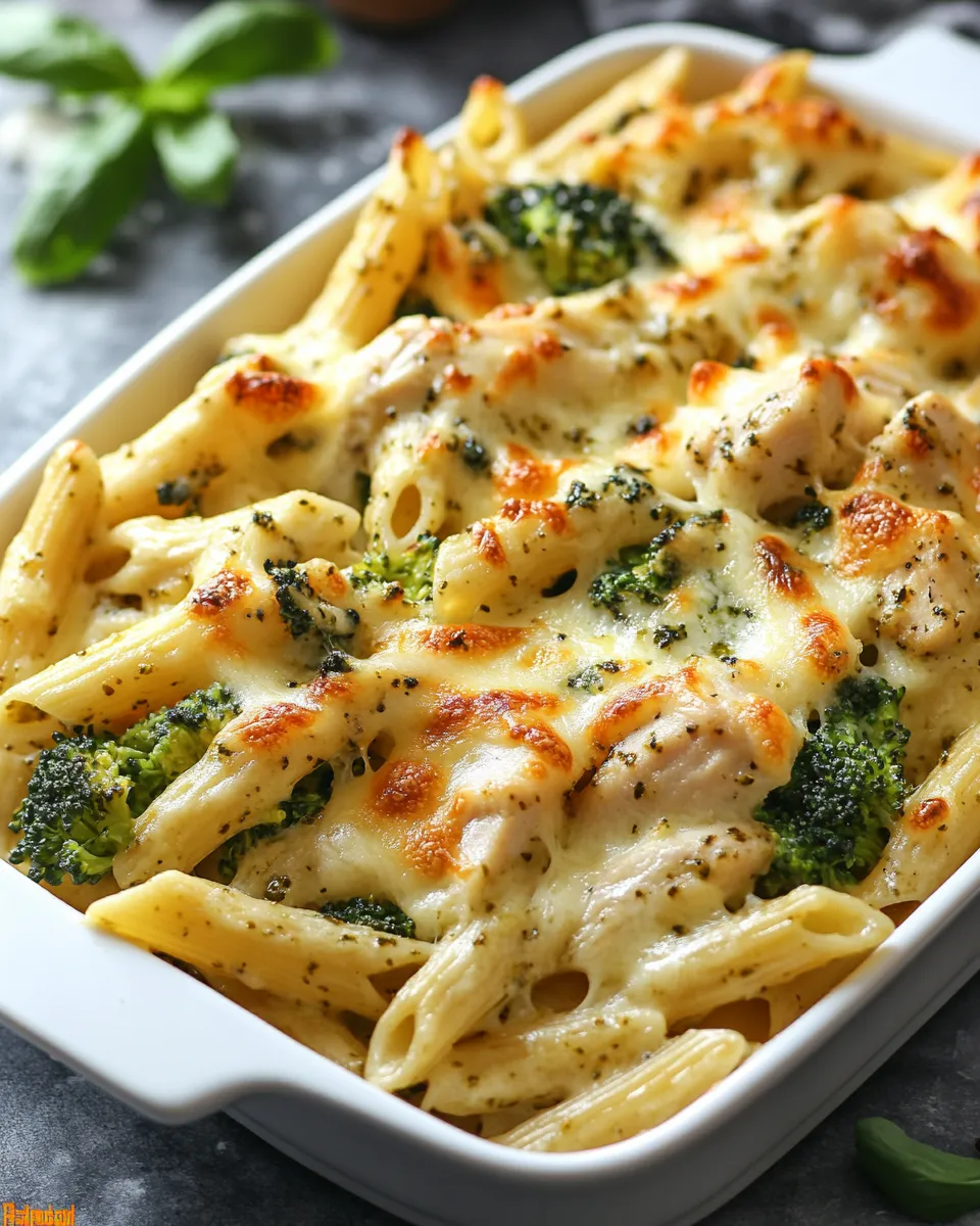 Cheesy Creamy Pesto Chicken and Broccoli Pasta Bake (A Family Favorite)