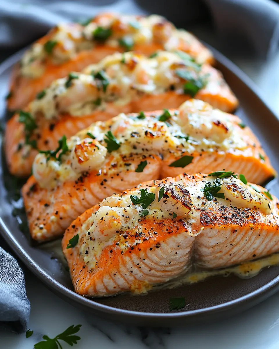 Irresistible Crab and Shrimp Stuffed Salmon Date Night