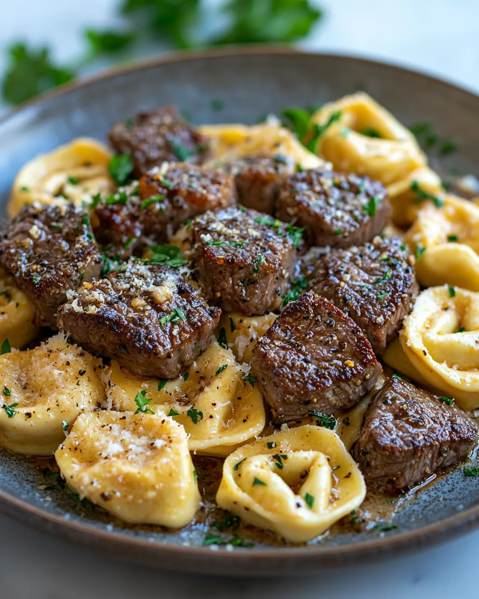 Garlic Steak Tortellini That Tastes Like a Steakhouse