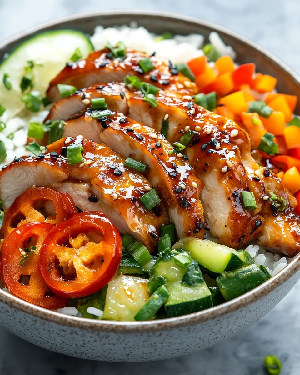 Juicy Sweet Chili Chicken Rice Bowls with Chicken Thighs