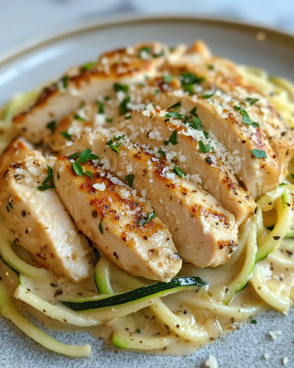 Creamy Zucchini Noodle Chicken Alfredo Low Carb Dream