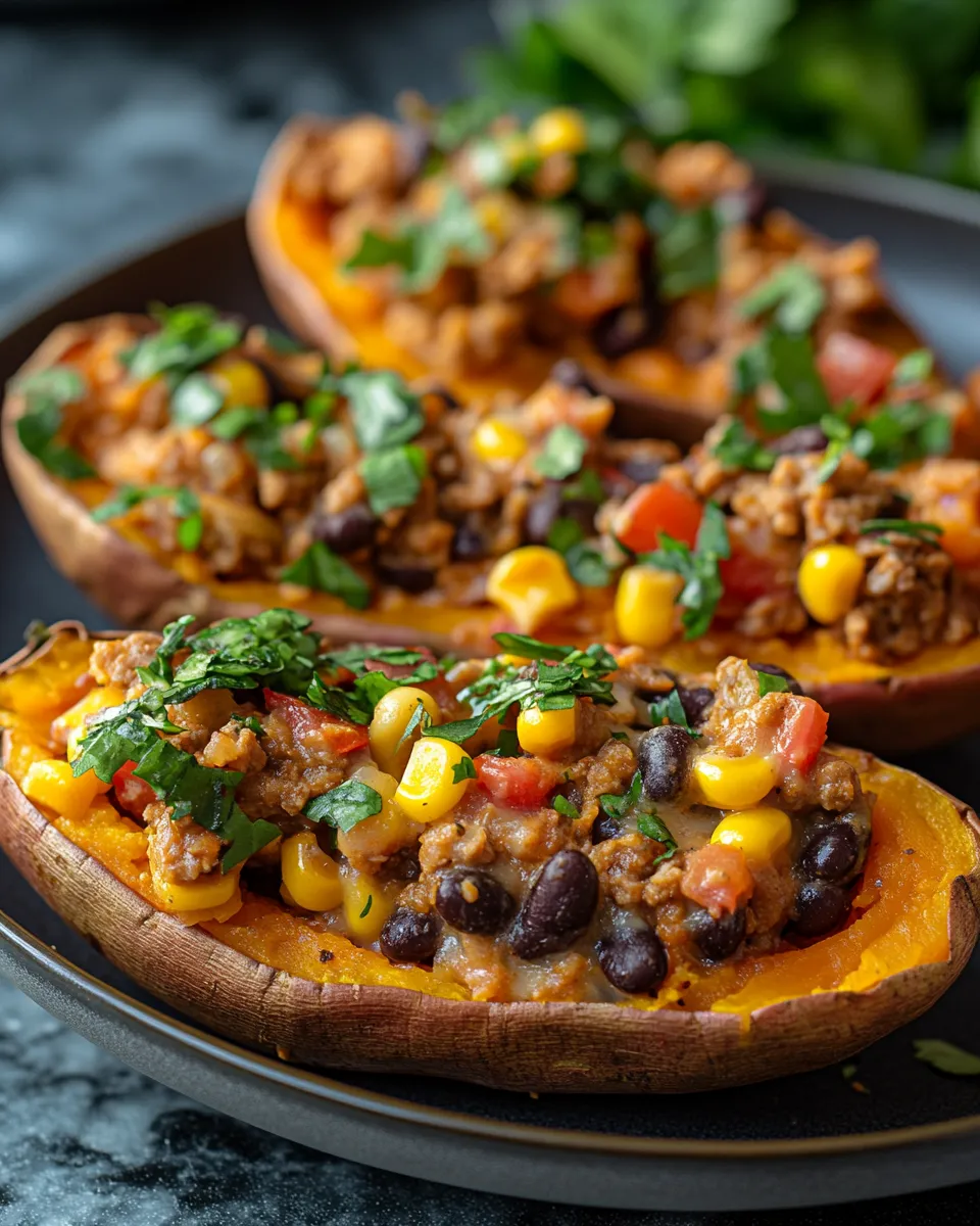 High Protein Loaded Sweet Potato Boats Feel Good
