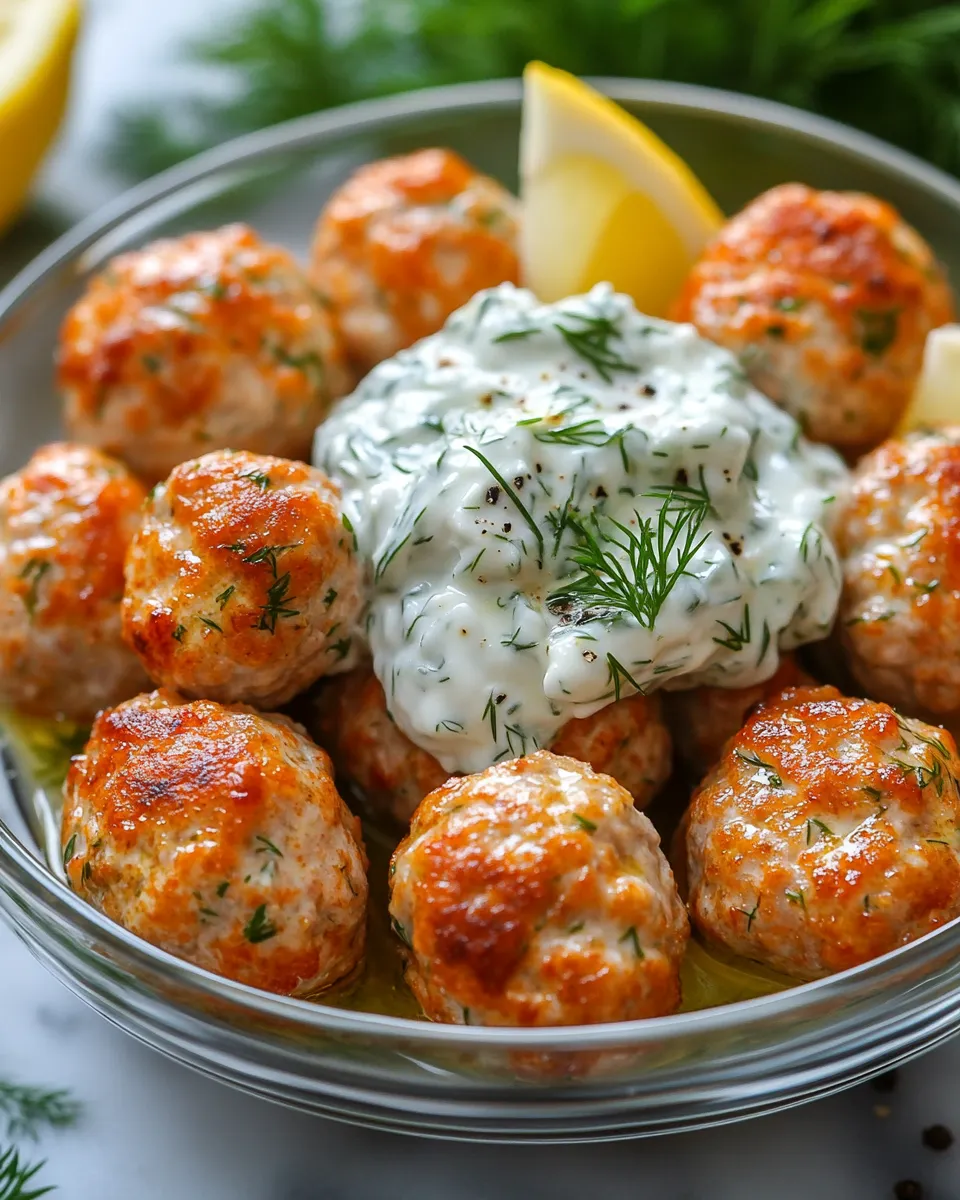 Delicious Greek Turkey Meatballs with Tzatziki Creamy Flavor Bomb