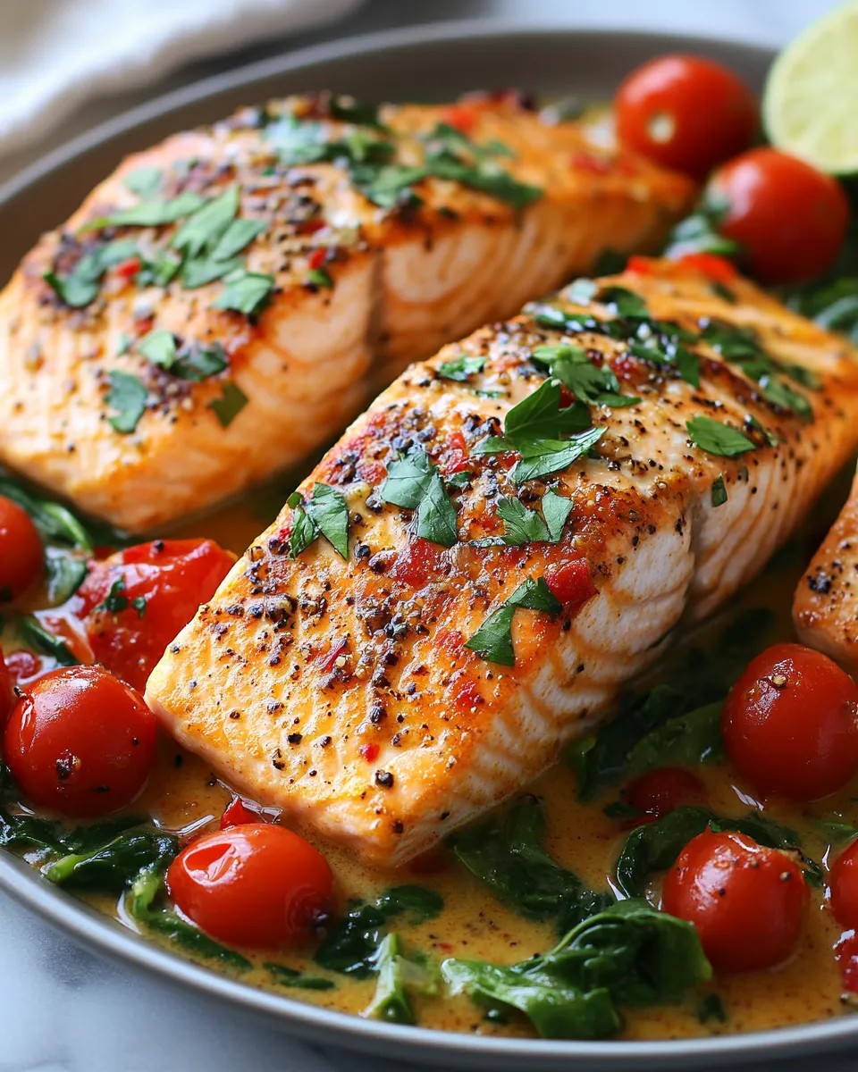 Irresistible One Pan Coconut Curry Salmon with Garlic Butter