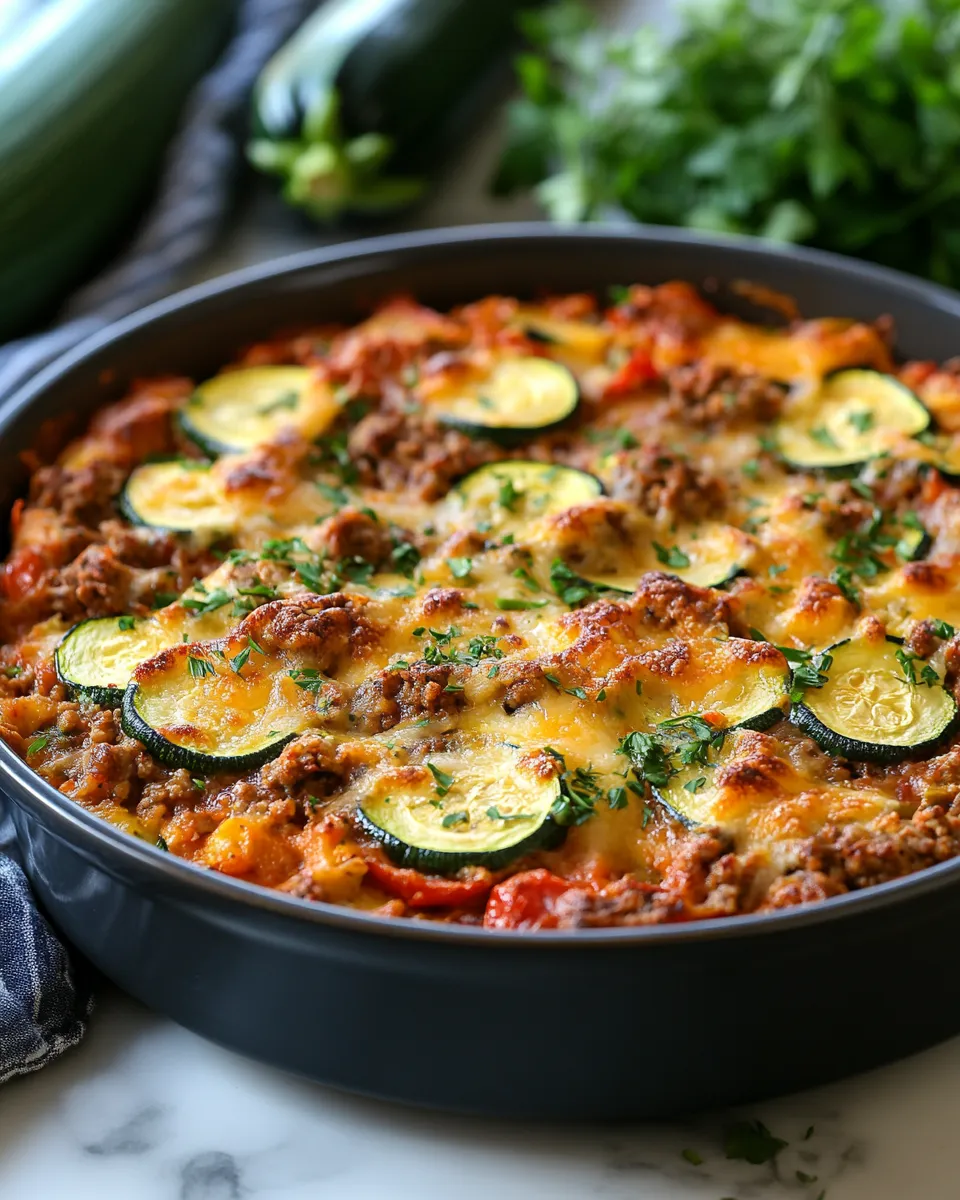 Savory Ground Turkey Zucchini Casserole Simple One Pot