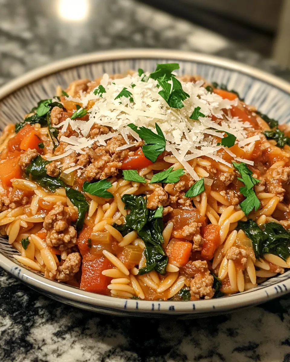 Savory Ground Turkey Orzo One Pot Comfort