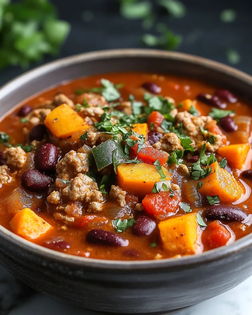 Hearty Sweet Potato Turkey Chili Fall Comfort