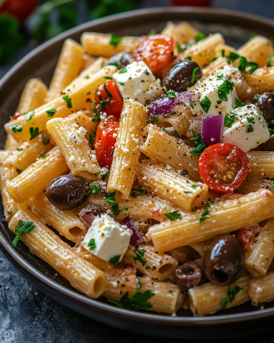 Zesty Greek Pasta with Feta and Olives