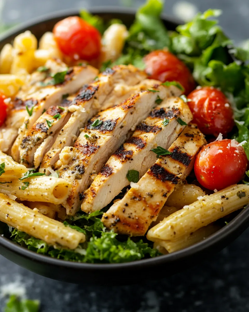 Zesty Grilled Chicken Caesar Pasta Salad Jars