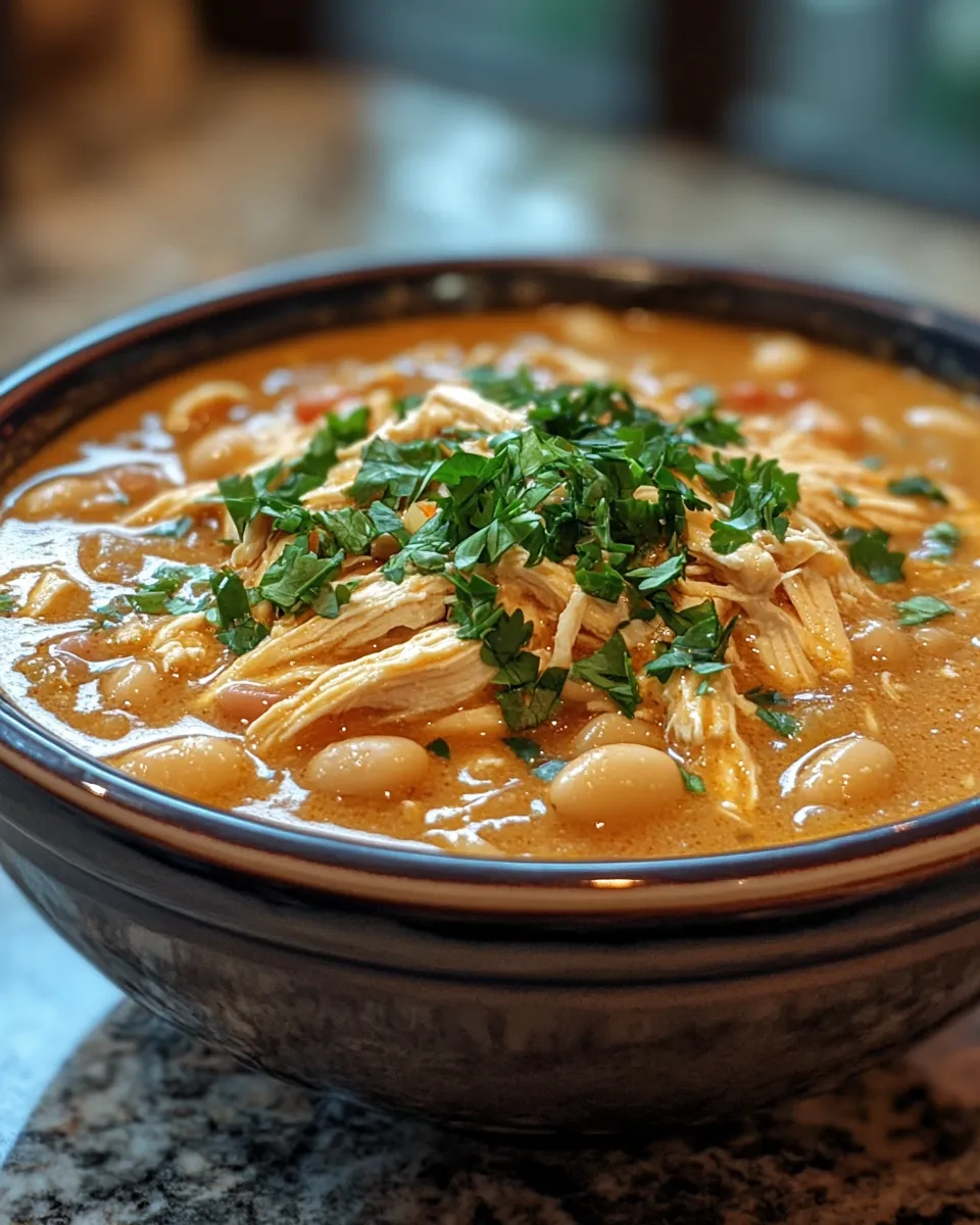Hearty Crockpot White Chicken Chili with Cream Cheese