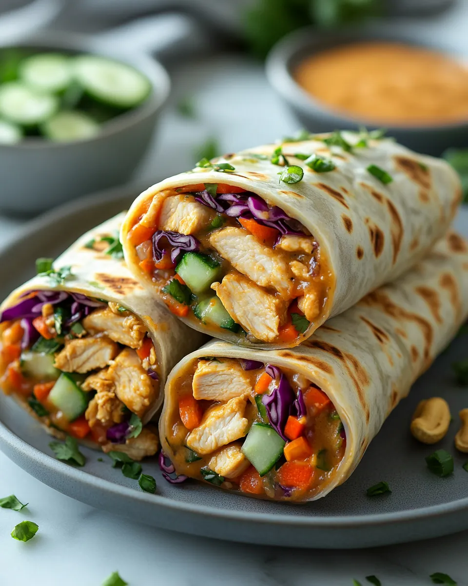 Simple Thai Peanut Chicken Wraps Easy Meal Prep