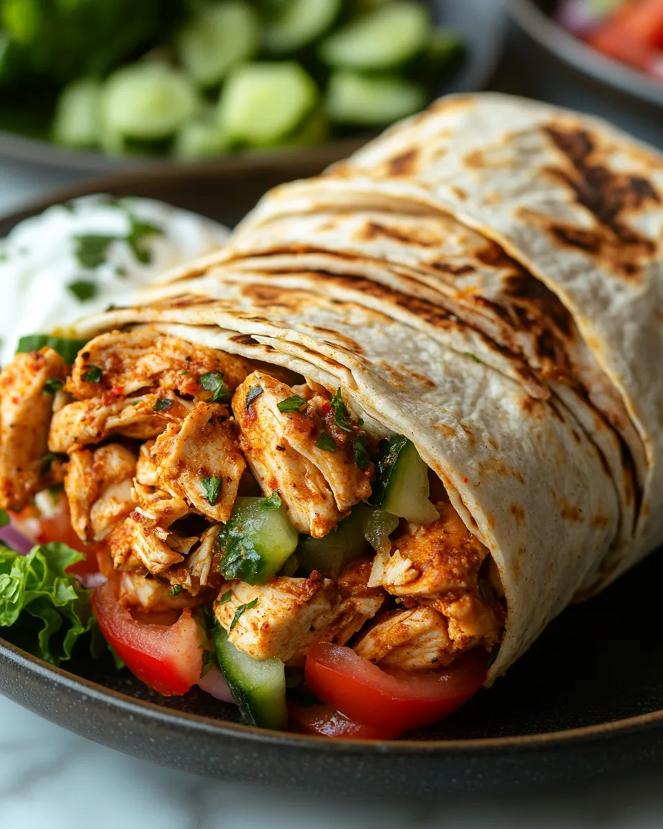 Authentic Chicken Shawarma Wrap with Garlic Sauce
