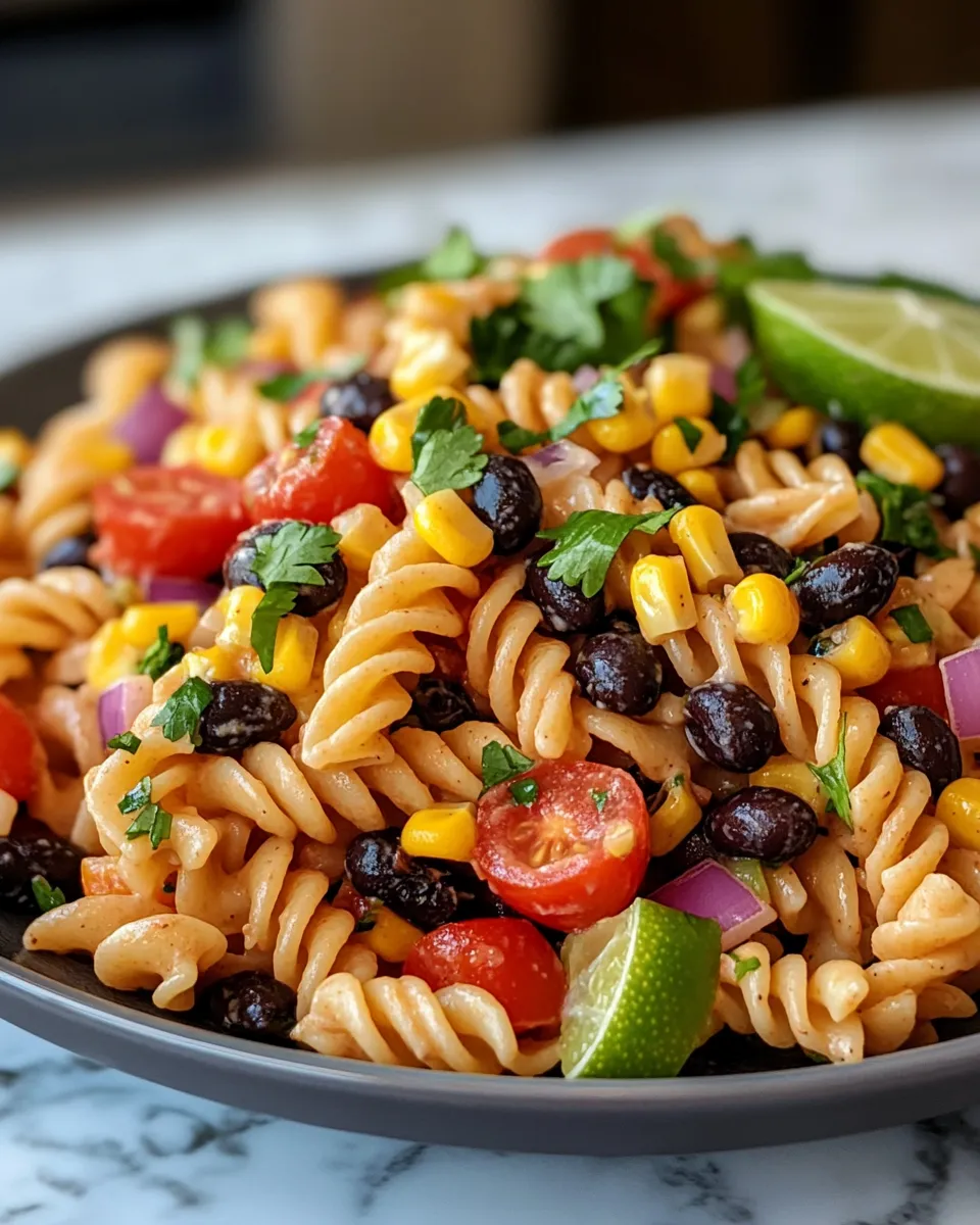 Irresistible Black Bean and Corn Pasta Salad with Lime Greek Yogurt Dressing