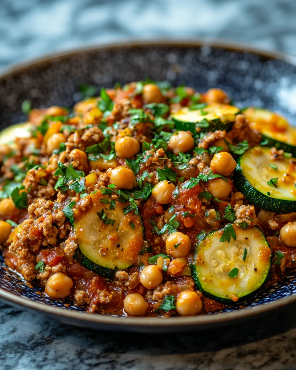Ultimate Ground Turkey Zucchini Chickpea Skillet