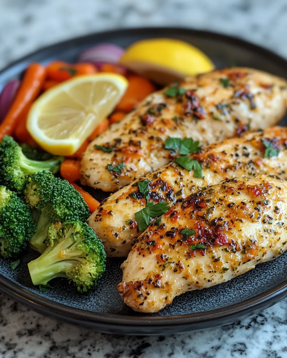 Healthy One Pan Lemon Garlic Chicken and Veggies