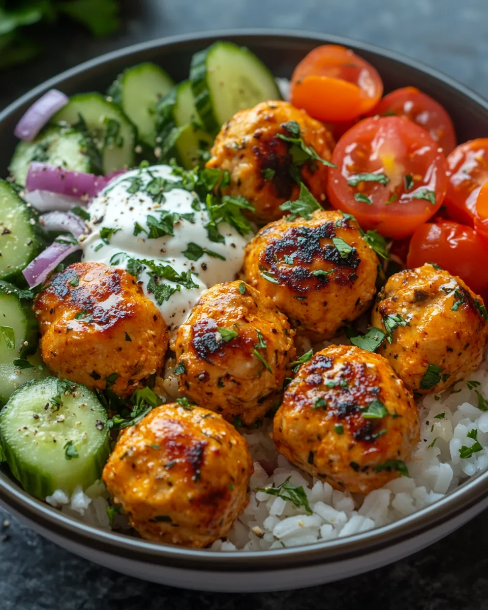Delicious Mediterranean Chicken Meatball Bowls