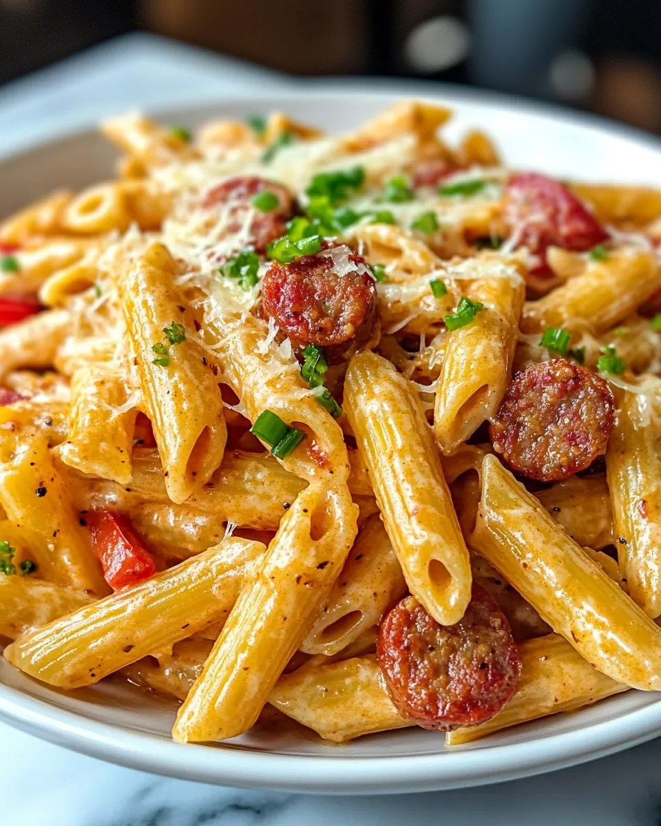 Loaded Creamy Cajun Sausage Pasta One Pot Crowd Pleaser