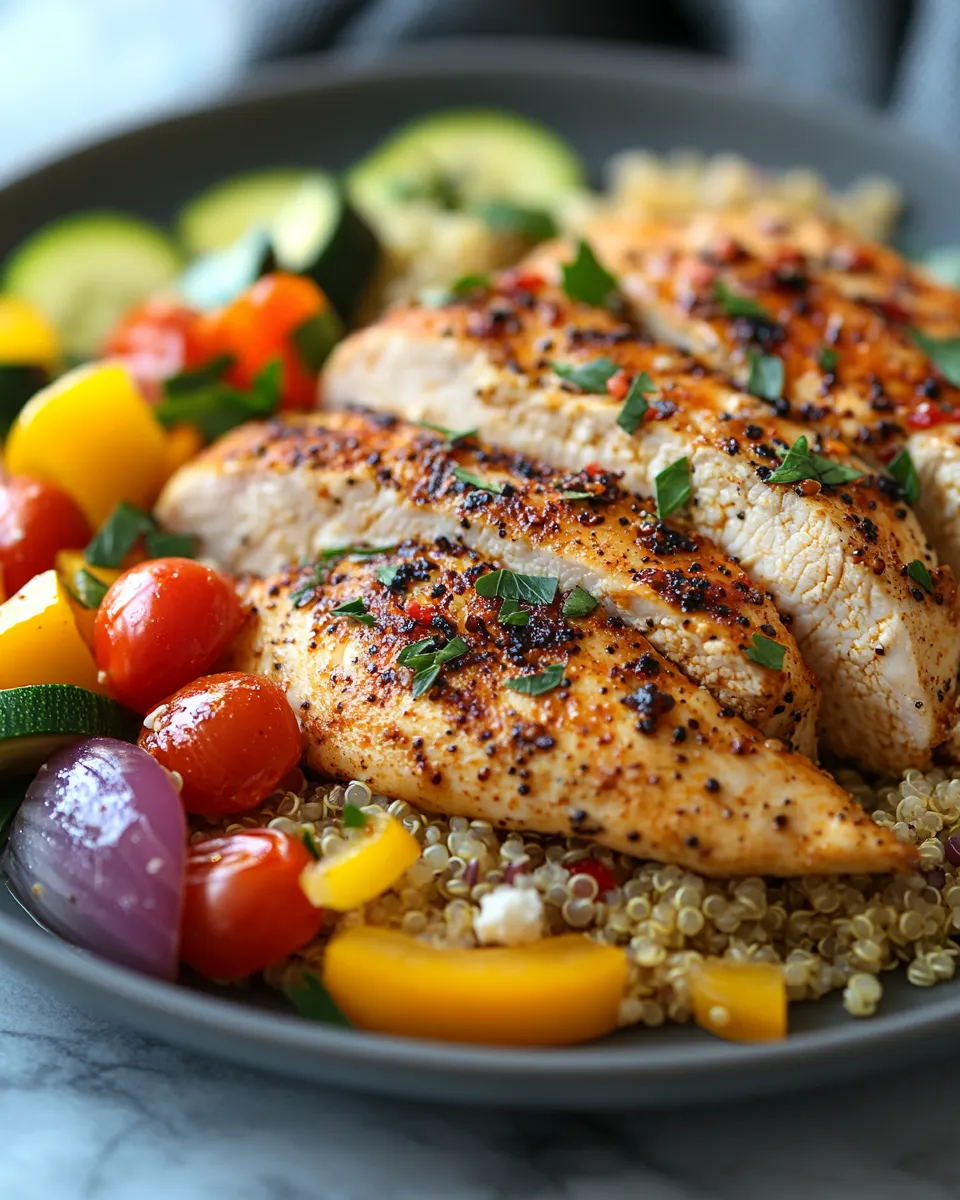 Easy Baked Feta Chicken & Quinoa With Veggies