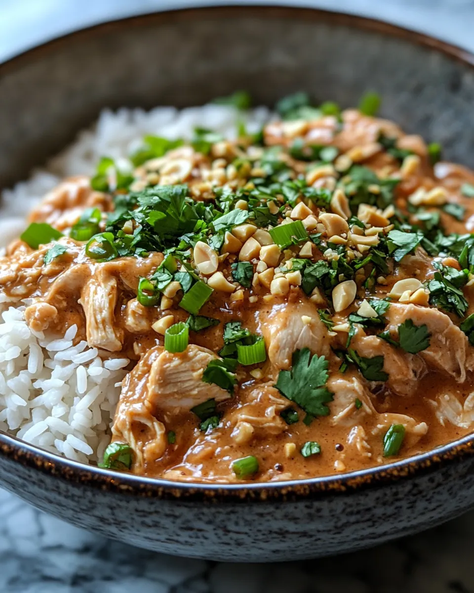 Mouthwatering Crockpot Thai Peanut Chicken