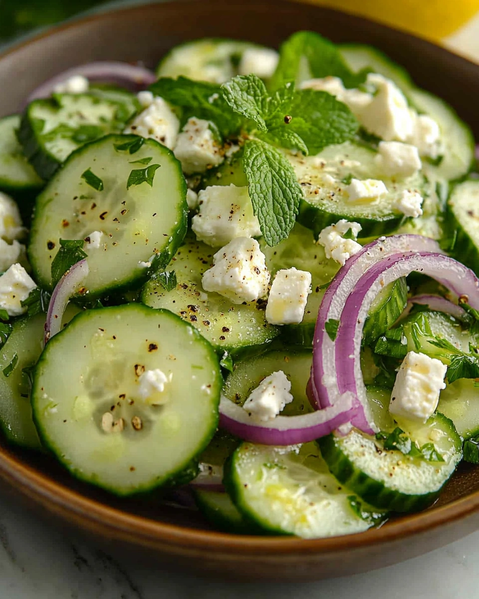 Cucumber Feta Salad with Lemon Dressing
