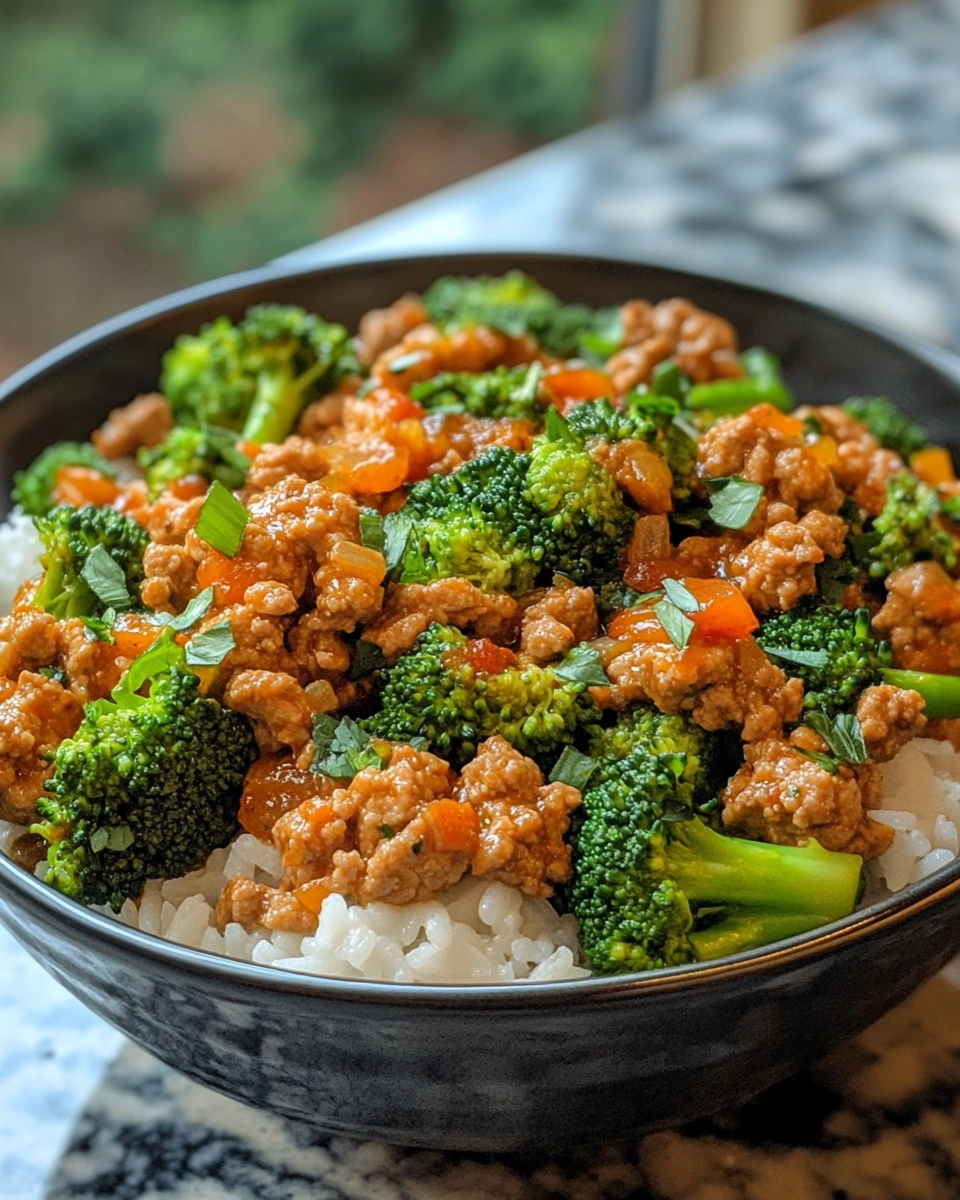 High-Protein Ground Turkey Bowl with Rice and Broccoli
