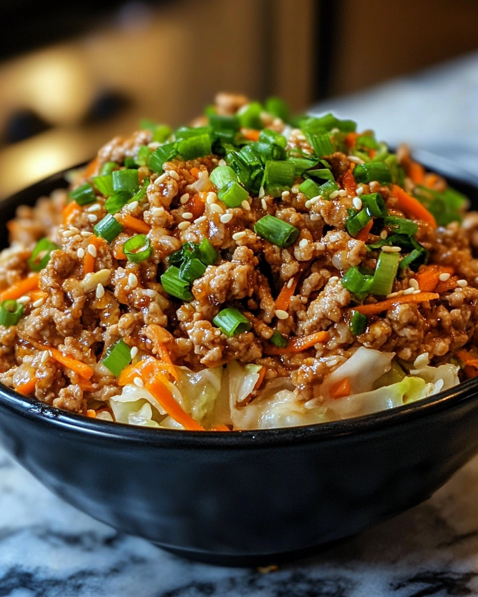 Egg Roll in a Bowl with Ground Turkey and Cabbage