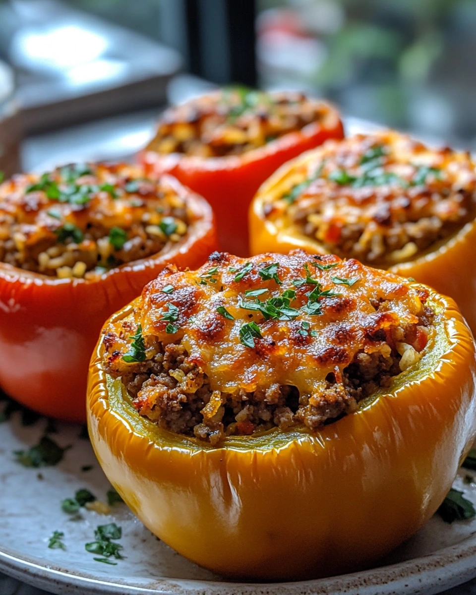 Ground Turkey Stuffed Peppers with Rice