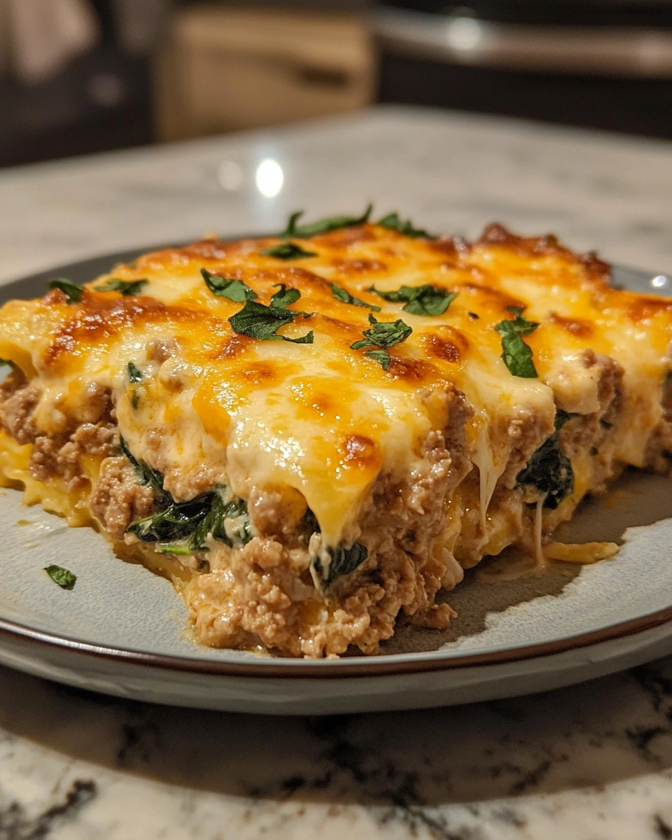 Ground Turkey and Spinach Casserole with Creamy Sauce