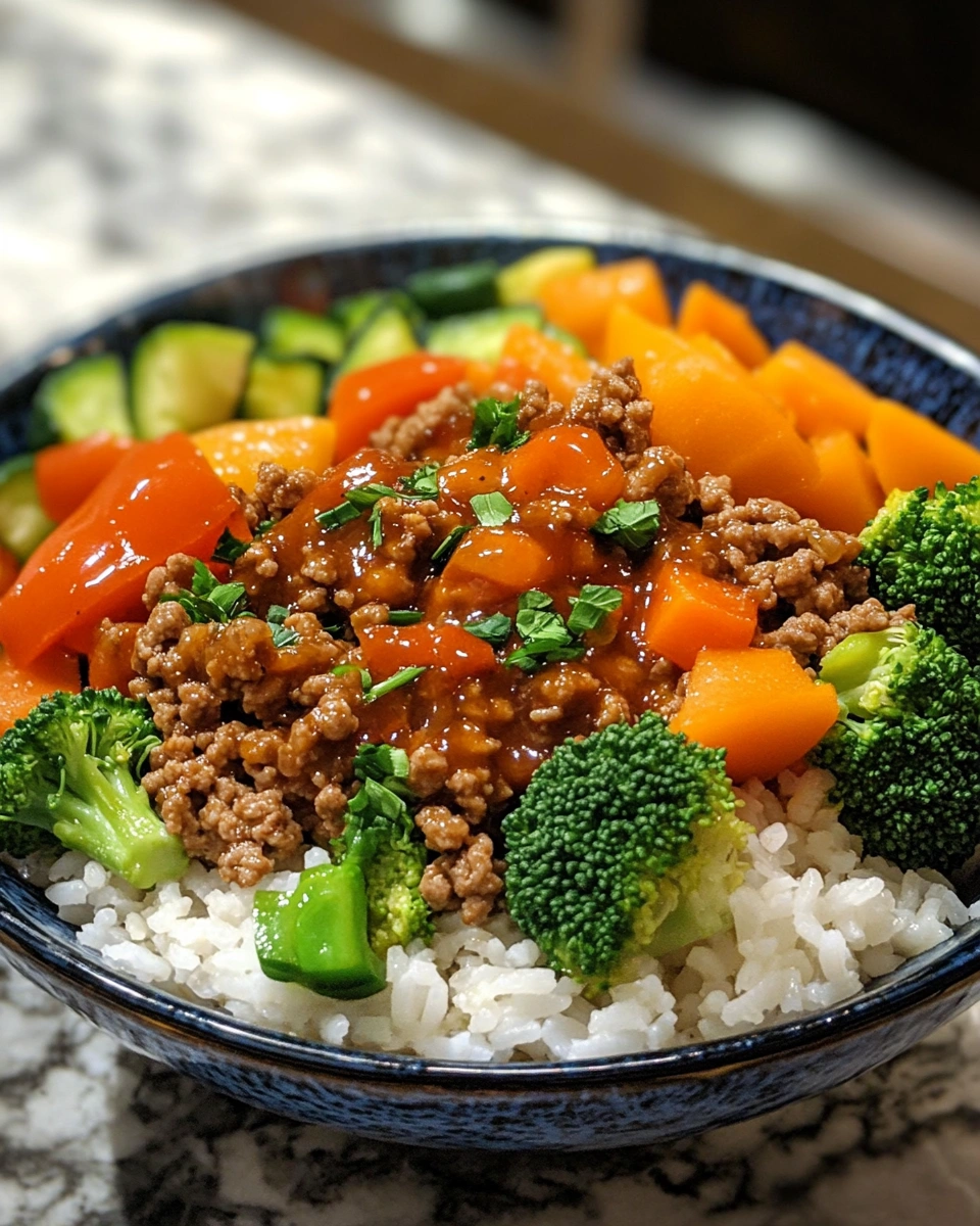 Ground Turkey Veggie Bowl with Garlic Sauce