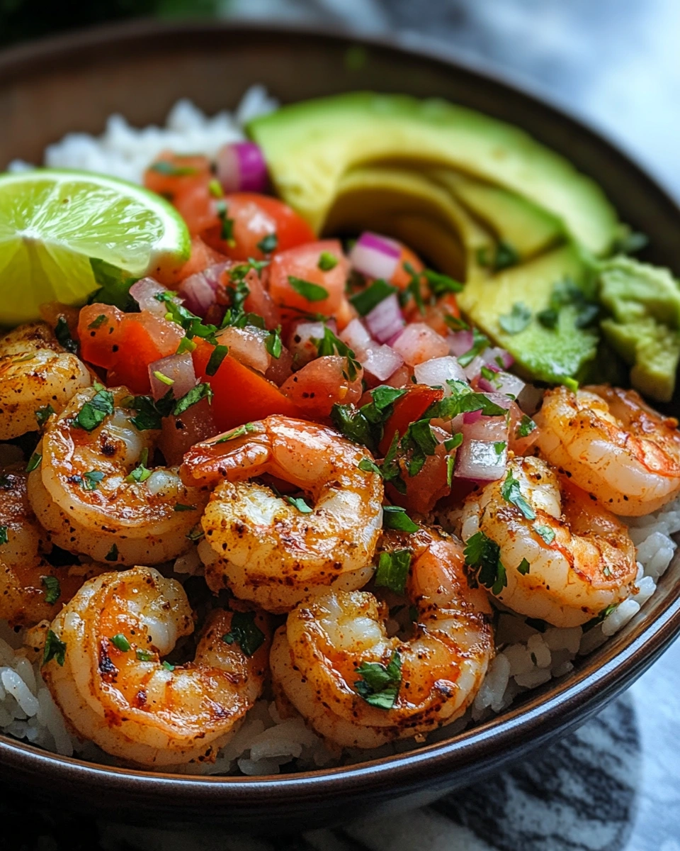 Mexican Shrimp Rice Bowl with Avocado Salsa